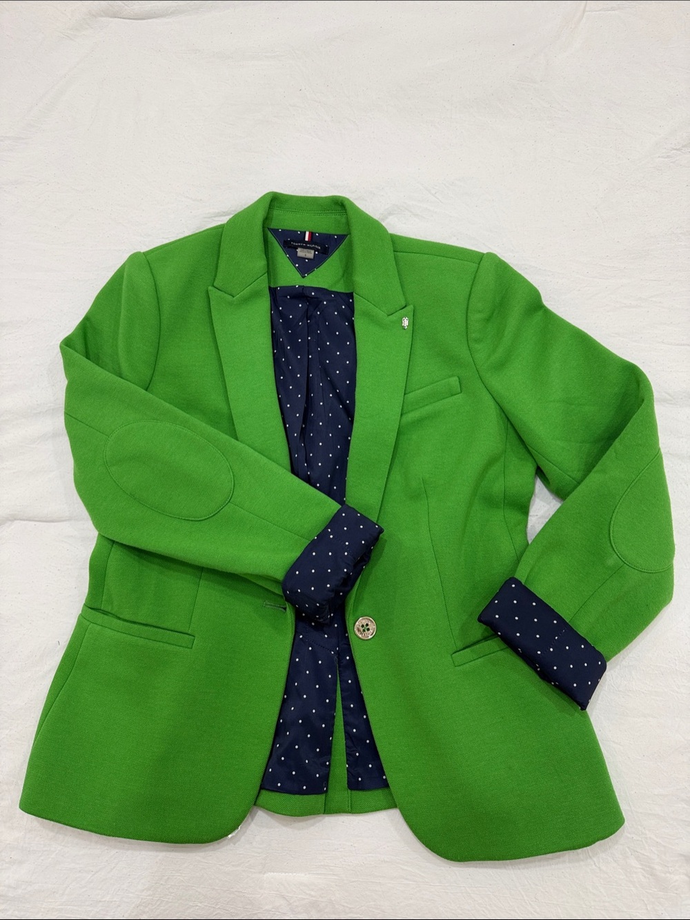 Tommy Hilfiger Bright Green Women's Single-Button Blazer